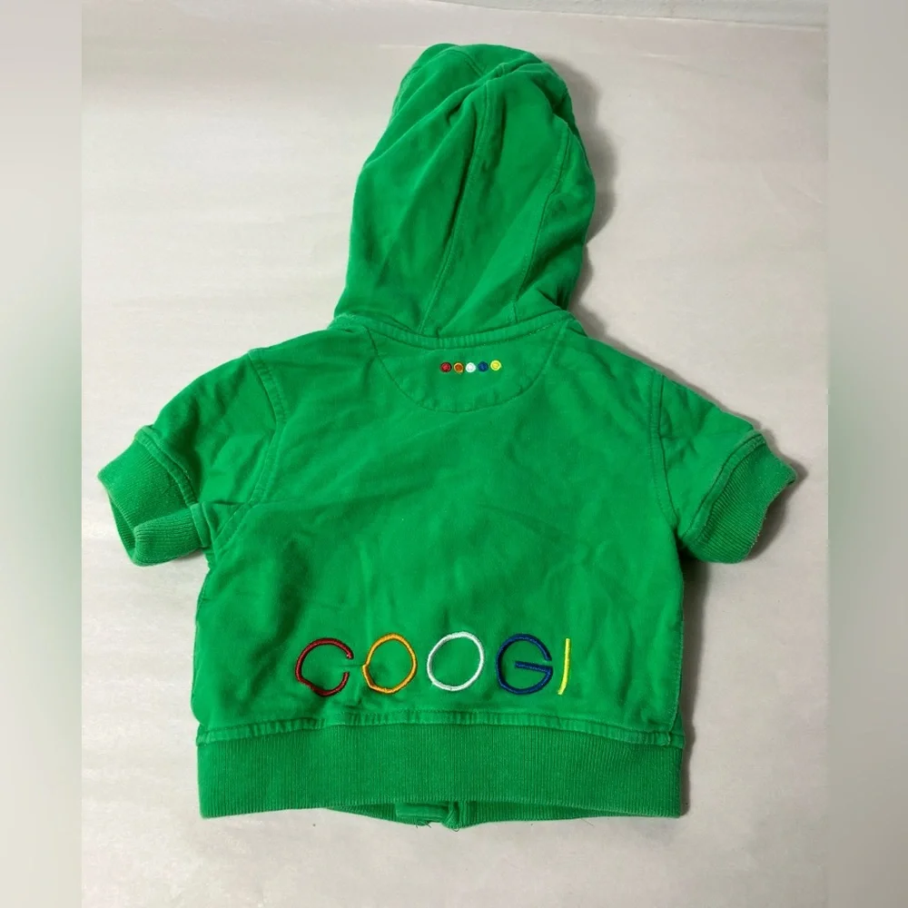 Coogi Short Sleeve Full‎ Zip Sweater Baby Boy 6m Green Logo Hooded Pockets